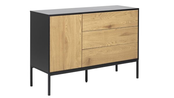 Sideboard SEAFORD Wildeiche Look Metall mattschwarz 3-türig