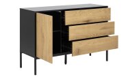 Sideboard SEAFORD Wildeiche Look Metall mattschwarz 3-türig