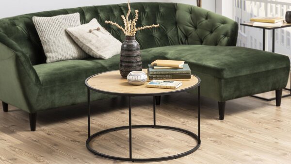 Couchtisch SEAFORD Wildeiche Look Metall Wohnzimmertisch