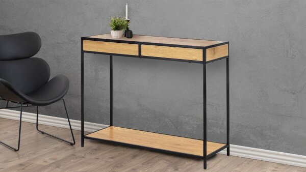 Konsolentisch SEAFORD Wildeiche-Look Schubkästen Metall