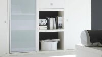 Sideboard TORO 79 weiß Hochglanz lackiert Glas satiniert