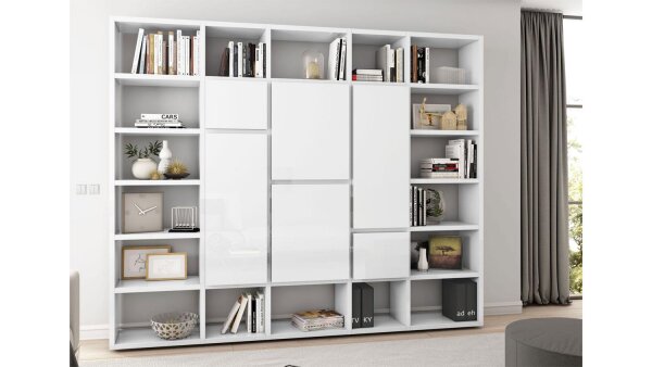 Regalwand TORO 85 System weiß Hochglanz lackiert