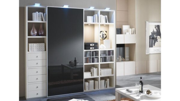 Regalwand TORO 5 System weiß Hochglanz lackiert schwarz