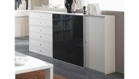 Sideboard TORO 6 System weiß matt lackiert und schwarz