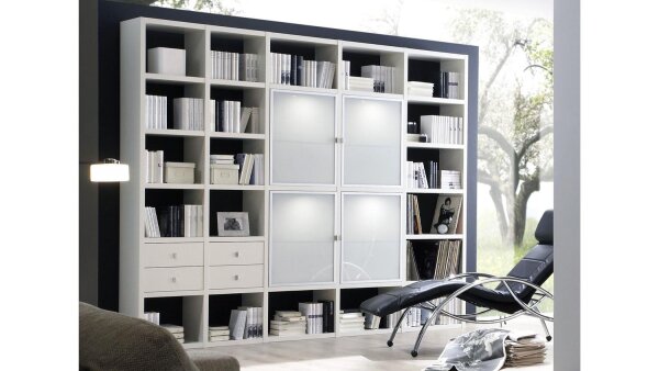Wohnwand TORO 11 System weiß Hochglanz lackiert