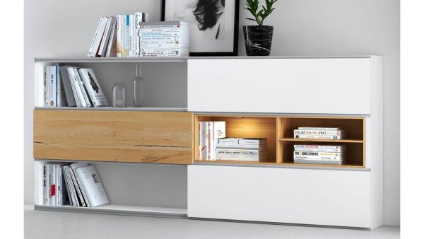 Sideboard TORO 115 System weiß matt lackiert Wildeiche