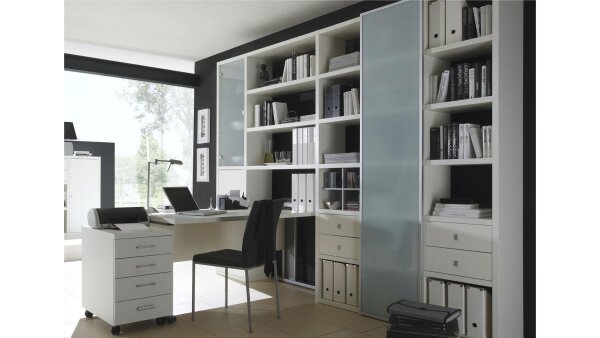 Büro-Set Toro 18 System weiß matt lackiert Glas satiniert