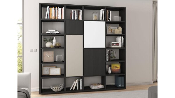 Regalwand TORO 90 System schwarzbraun Eiche