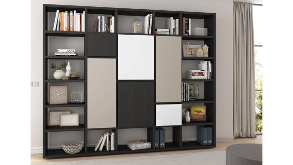 Regalwand TORO 87 System schwarzbraun Eiche