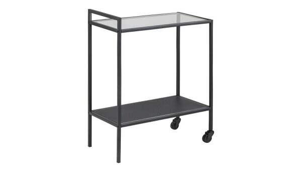 Servierwagen SEAFORD Barwagen schwarz matt und Glas