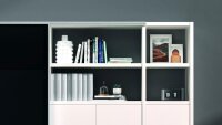 Regalwand TORO 3 System weiß matt lackiert Schwarzglas