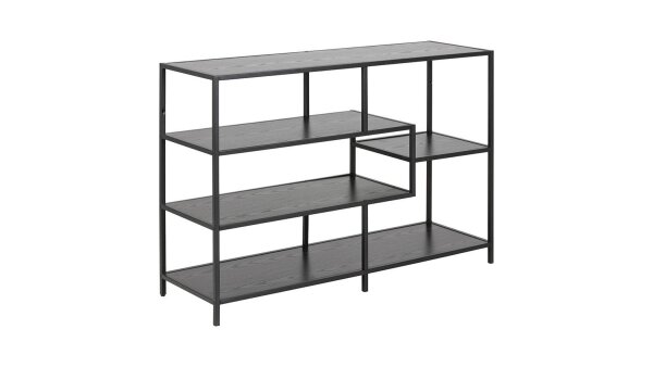 Bücherregal SEAFORD Sideboard Metall und Esche schwarz