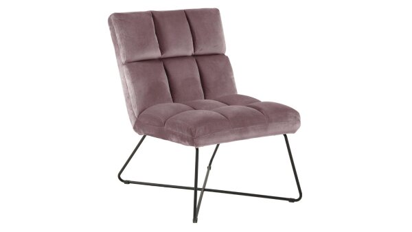 Sessel ALBA rose Samtstoff rosa Loungestuhl Metall