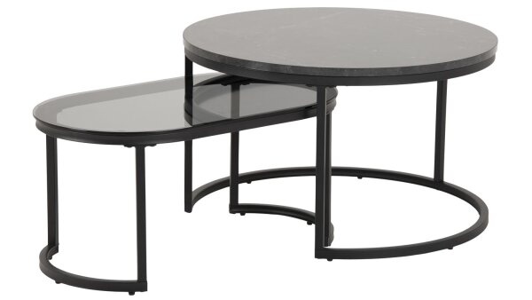 Satztisch SPIRO Metall Rauchglas Couchtisch Glastisch