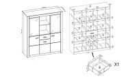 Highboard HARTFORD Buffet Kommode Asteiche teilmassiv
