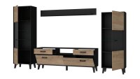 Wohnwand 2 ARTONA Artisan Eiche Melamin schwarz 4-teilig