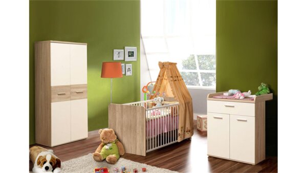 Babyzimmer WINNIE 4-teilig Sonoma Eiche und Dekor weiß