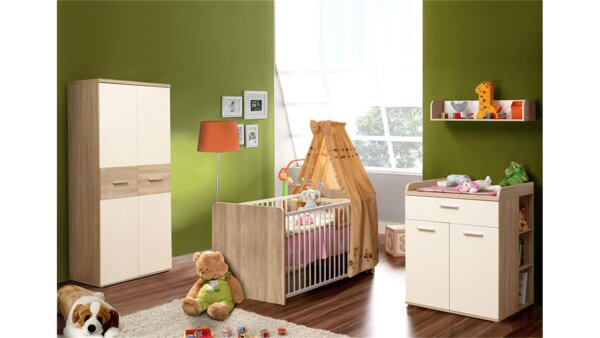 Babyzimmer WINNIE 7-teilig Sonoma Eiche und Dekor weiß