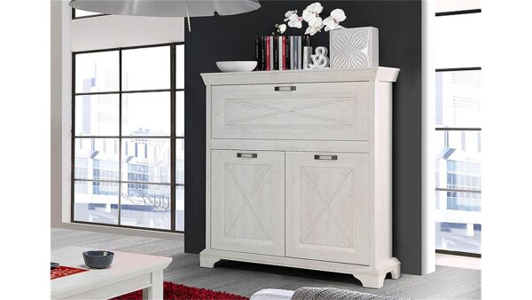 Barkommode KASHMIR Highboard Schrank in Pinie weiß