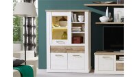 Vitrine 1 DUROS Highboard Schrank Pinie weiß und...