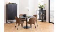 Esstisch IBIZA rund Print Marmor Melamin Metall schwarz Ø 110