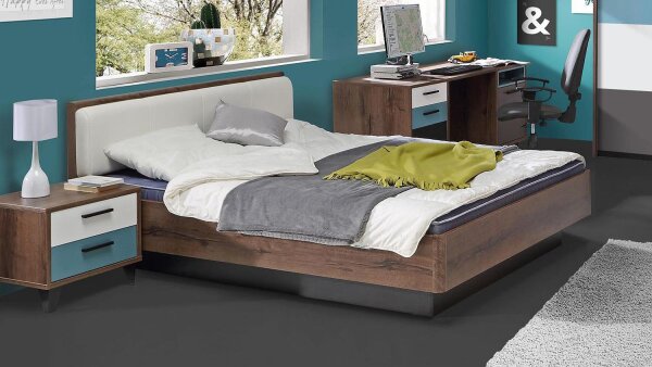 Bett RAVEN Jugendzimmerbett Schlammeiche weiß 140x200