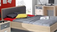 Bett YOOK Jugendzimmerbett Sonoma Eiche grau anthrazit 140
