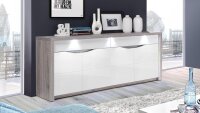 Sideboard SAINT TROPEZ weiß Hochglanz Sandeiche mit...