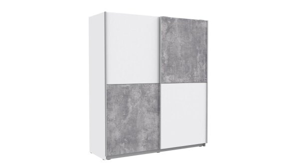Schwebetürenschrank WINNER in weiß und Beton 170x190 cm