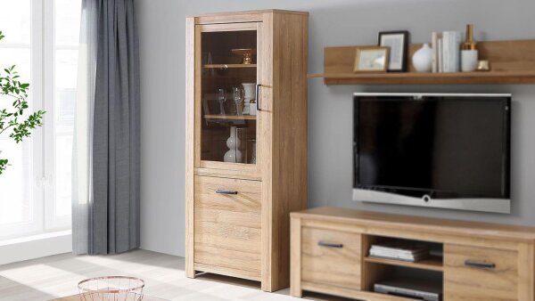 Vitrine HAVANNA in Alteiche Standvitrine Vitrinenschrank