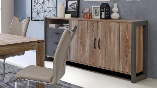 Sideboard NOTE Kommode Anrichte Schrank in Picea Kiefer und Beton grau