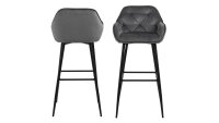 Barhocker BROOKE Barstuhl 2er Set Samt dunkelgrau schwarz