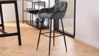 Barhocker BROOKE Barstuhl 2er Set Samt dunkelgrau schwarz