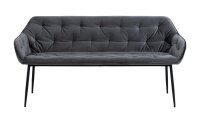 Sofabank BROOKE Stoff Samtoptik dunkelgrau Metall schwarz