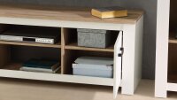 Wohnwand ELARA Anbauwand in weiß matt und Eiche Bianco