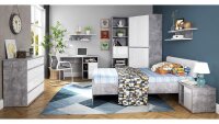 Kommode CANMORE Sideboard weiß Hochglanz und Beton grau