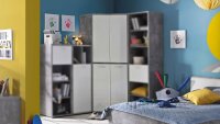 Eckschrank CANMORE Schrank weiß Hochglanz Beton und...