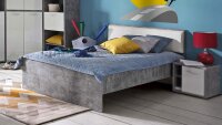 Bett CANMORE Jugendzimmer in Beton grau und weiß...