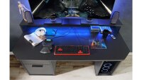 Computertisch 3 TEZAUR PC-Tisch schwarz matt inkl. LED