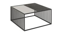Couchtisch STRINGTON Rauchglas Marmor Dekor Gittergestell 80x80