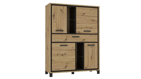 Highboard TRONDHEIM in Artisan Eiche und Schwarzeiche