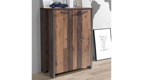 Aktenschrank CLIF Büroschrank old wood vintage Beton Optik 2-türig