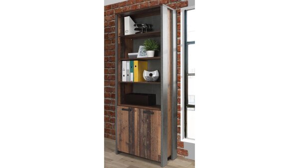 Aktenregal CLIF Büroschrank old wood vintage Beton Optik 2-türig