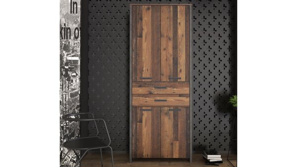 Aktenschrank CLIF Büroschrank old wood vintage Beton Optik 4-türig