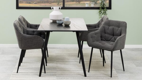 Stuhl BROOKE Armlehnstuhl 2er Set anthrazit Metallgestell schwarz