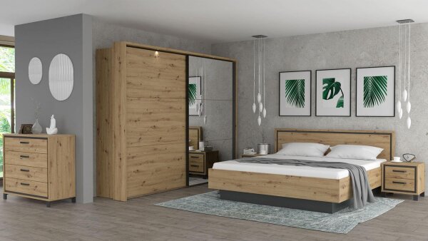 Schlafzimmer TRONDHEIM Set 5-teilig Artisan Eiche 180x200