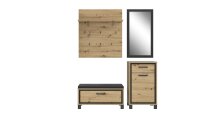 Garderobe TRONDHEIM Set 4-teilig mit Spiegel Artisan Eiche