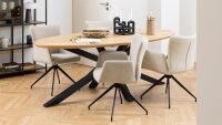 Stuhl LAURA Armlehnstuhl 2er Set beige Drehgestell schwarz
