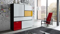 Highboard IDEEUS Sideboard Kommode in schwarz und Glas...
