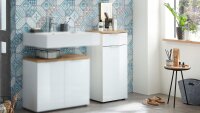 Unterschrank 2751 PESCARA Bad in weiß Glas Navarra Eiche